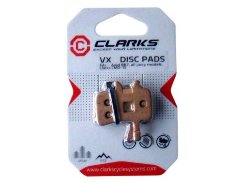 Klocki hamulcowe CLARKS dla AVID/SRAM (Avid Juicy 3, 5, 7, 7 Carbon, Ultimate, BB7, Clarks CMD-15), Organiczne