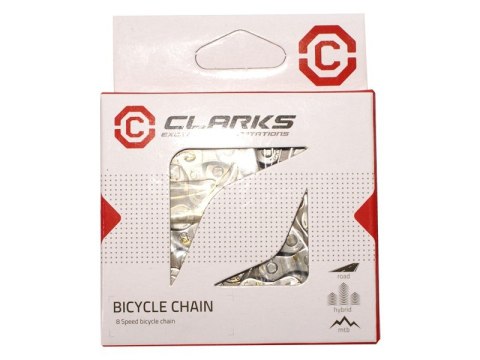 Łańcuch rowerowy CLARKS C8, 8-rzędowy, 116 ogniw, 1/2"x3/32", Spinka, Standard, Szosa/MTB, Ciemny