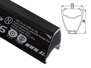 Obręcz szosa ALEXRIMS CXD26, V-brake, Stożek 26mm, 700C 622-17, 24 otwory, Kapslowana, Czarna, Waga 475g (DWZ)