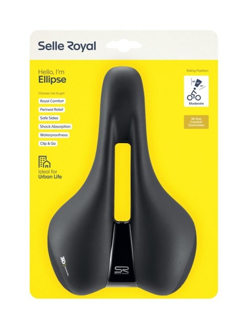 Siodło SELLEROYAL ELLIPSE MODERATE 60st. żelowe + elastomery, ergonomiczny kanał, unisex 474g (NEW)