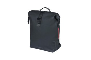 Plecak/Sakwa rowerowa BASIL SOHO BACKPACK NORDLICHT17L, mocowanie na haki Hook-On System, wodoodporny poliester, oświetlenie, ni