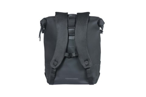 Plecak/Sakwa rowerowa BASIL SOHO BACKPACK NORDLICHT17L, mocowanie na haki Hook-On System, wodoodporny poliester, oświetlenie, ni