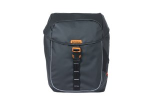 Sakwa miejska podwójna BASIL MILES TARPAULIN DOUBLE PANNIER BAG 34L, Universal Bridge System, 100% wodoodporna black orange (NEW