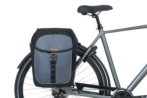 Sakwa miejska podwójna BASIL MILES TARPAULIN DOUBLE PANNIER BAG MIK 34L, MIK System (ready to go), 100% wodoodporna black slate 