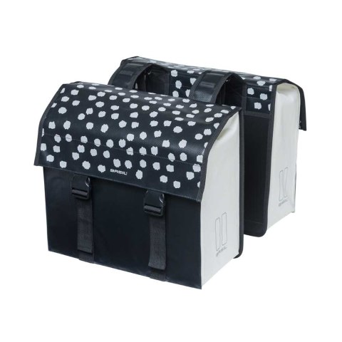 Sakwa miejska podwójna BASIL URBAN LOAD DOUBLE PANNIER BAG 48-53L, Universal Bridge System, 100% wodoodporna, black reflective/b