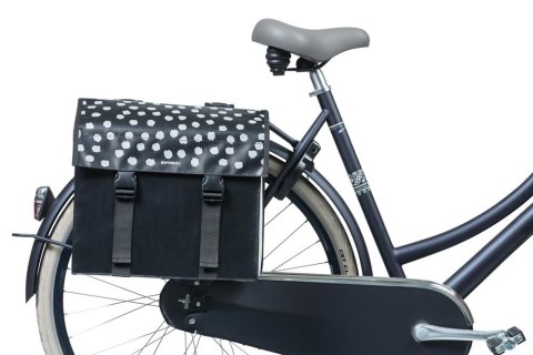 Sakwa miejska podwójna BASIL URBAN LOAD DOUBLE PANNIER BAG 48-53L, Universal Bridge System, 100% wodoodporna, black reflective/b