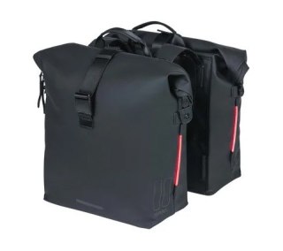 Sakwa podwówjna BASIL SOHO DOUBLE PANNIER BAG NORDLICHT Universal Bridge System 41L, 100% wodoodporna night black oświetlenie No