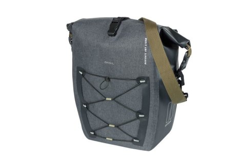 Sakwa pojedyncza BASIL NAVIGATOR STORM SINGLE PANNIER BAG L 25-31 L, Hook On System, wodoodporna, grey black (NEW)