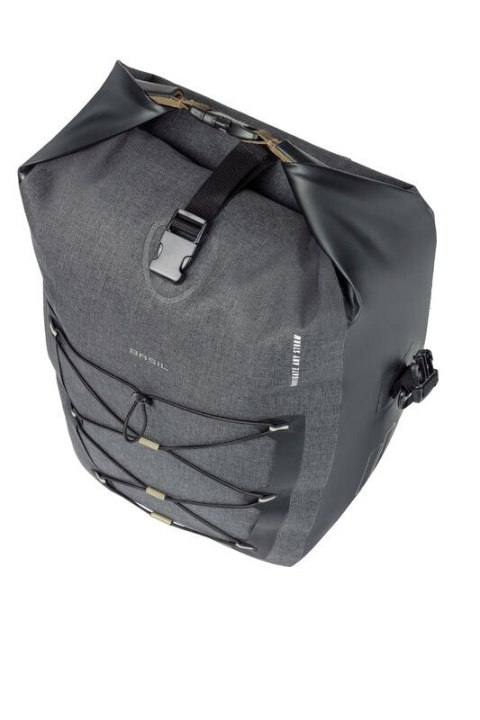 Sakwa pojedyncza BASIL NAVIGATOR STORM SINGLE PANNIER BAG L 25-31 L, Hook On System, wodoodporna, grey black (NEW)