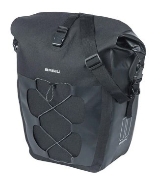 Sakwa pojedyncza BASIL NAVIGATOR WATERPROOF SINGLE PANNIER BAG L 25-31 L, Hook On System, wodoodporna, black (NEW)