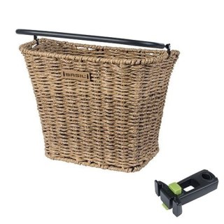 Kosz na kierownicę BASIL BREMEN RATAN LOOK FRONT BASKET, KF A-Head Stem Holder, wspornik 22.4-28.6mm seagrass (NEW)