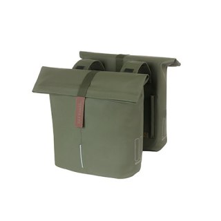 Sakwa miejska podwójna BASIL CITY DOUBLE PANNIER BAG 28-32L, Universal Bridge System, moss green (NEW)