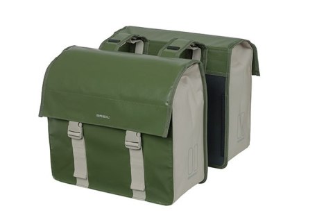 Sakwa miejska podwójna BASIL URBAN LOAD DOUBLE PANNIER BAG 48-53L, Universal Bridge System, 100% wodoodporna, moss green/sand (N