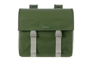 Sakwa miejska podwójna BASIL URBAN LOAD DOUBLE PANNIER BAG 48-53L, Universal Bridge System, 100% wodoodporna, moss green/sand (N