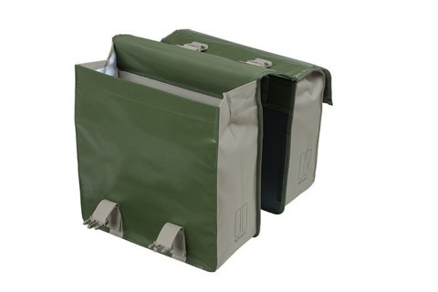 Sakwa miejska podwójna BASIL URBAN LOAD DOUBLE PANNIER BAG 48-53L, Universal Bridge System, 100% wodoodporna, moss green/sand (N