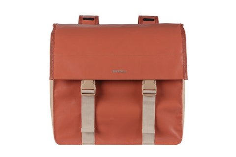 Sakwa miejska podwójna BASIL URBAN LOAD DOUBLE PANNIER BAG 48-53L, Universal Bridge System, 100% wodoodporna, terra red/rose (NE