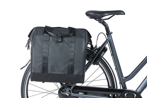 Sakwa miejska pojedyncza BASIL GRAND TARPAULIN BICYCLE SHOPPER 23L, Hook On System, wodoodporna black (NEW)