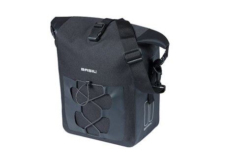 Sakwa pojedyncza BASIL NAVIGATOR WATERPROOF SINGLE PANNIER BAG M 12-15 L, Hook On System, wodoodporna, black (NEW)