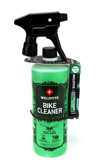 Płyn do mycia roweru WELDTITE BIKE CLEANER LIME SPRAY 1L WITH 30ML RELOAD, Zestaw z koncentratem 30ml (NEW 2025)