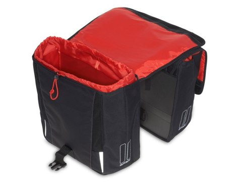 Sakwa miejska podwójna BASIL SPORT DESIGN DOUBLE PANNIER BAG 32L, Universal Bridge System, czarna (NEW)