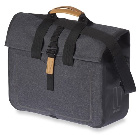 Sakwa miejska pojedyncza BASIL URBAN DRY BUSINESS BAG 20L, Hook On System, 100% wodoodporna charcoal melee (NEW)