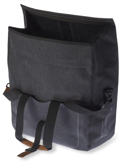 Sakwa miejska pojedyncza BASIL URBAN DRY BUSINESS BAG 20L, Hook On System, 100% wodoodporna charcoal melee (NEW)