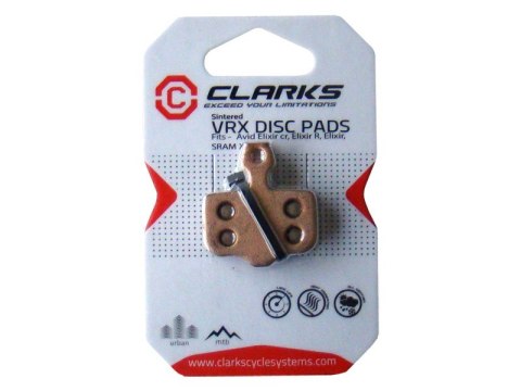 Klocki hamulcowe CLARKS dla AVID/SRAM (Avid Elixir 1, 3, 5, 7, Elixir R, Elixir CR, Sram XX-XO), Spiekane Klocki hamulcowe CLARKS dla AVID/SRAM (Avid Elixir 1, 3, 5, 7, Elixir R, Elixir CR, Sram XX-XO), Spiekane