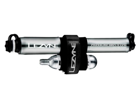 Pompka ręczna LEZYNE PRESSURE DRIVE CFH HP 120psi metalowy przewód CO2 + 1x nabój gazowy 16g grafitowa (WYPRZEDAŻ -50%)