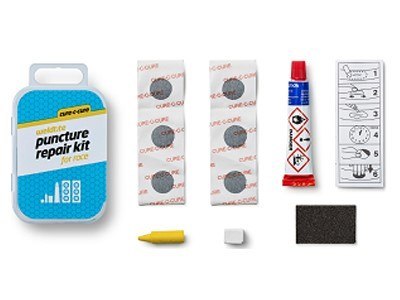 Zestaw łatek do wąskich dętek WELDTITE Cure-C-Cure Puncture Repair Kit For Race (6x Łatka + Klej + Papier ścierny + Kreda + Kred