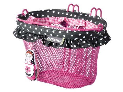 Kosz przedni na kierownicę BASIL JASMIN BABOUSHKA JUNIOR FORNT BASKET 12"-20", stalowy różowy (NEW)