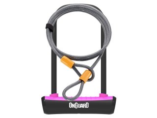 Zapięcie rowerowe ONGUARD NEON 8154PN U-LOCK - 115mm 230mm - uchwyt + 2 x Klucze + linka 10mm 120cm różowe