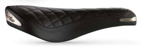 Siodło SELLA ITALIA TURBO BONNIE, FeC Alloy Rail, Skórzane, 367g, Czarne (NEW)