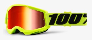Gogle 100% STRATA 2 JUNIOR FLUO YELLOW (Szyba Czerwona Lustrzana Anti-Fog, LT 38%+/-5%) (WYPRZEDAŻ -50%)