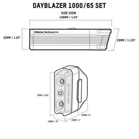Zestaw lampki BLACKBURN DAYBLAZER przód 1000 lumenów, tył 65 lumenów (DWZ) => zamiennik BBN-7163190 (NEW 2025)
