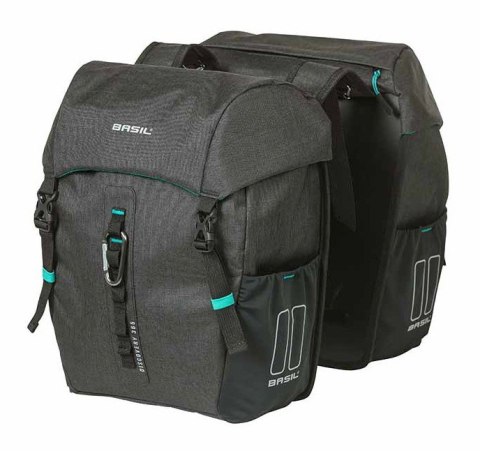 Sakwa podwójna BASIL DISCOVERY365D DOUBLE PANNIER BAG M 18L, Universal Bridge System, wodoodporna black melee (NEW)
