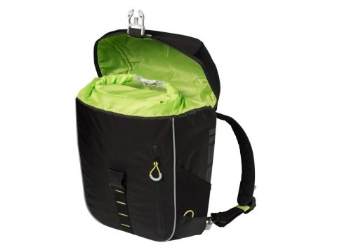 Sakwa miejska pojedyncza BASIL MILES TARPAULIN DAYPACK 17L, Hook On System, 100% wodoodporna black lime (NEW)