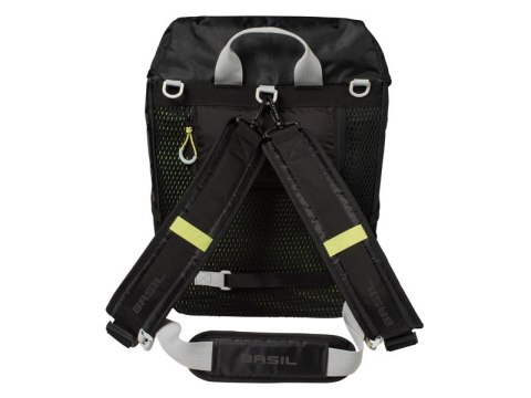 Sakwa miejska pojedyncza BASIL MILES TARPAULIN DAYPACK 17L, Hook On System, 100% wodoodporna black lime (NEW)