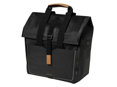 Sakwa miejska pojedyncza BASIL URBAN DRY SHOPPER 25L, Hook On System, 100% wodoodporna matt black (NEW)