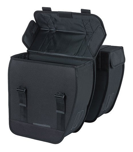 Sakwa miejska podwójna BASIL TOUR DOUBLE PANNIER BAG 28L, Universal Bridge System, wodoodporna black (NEW)