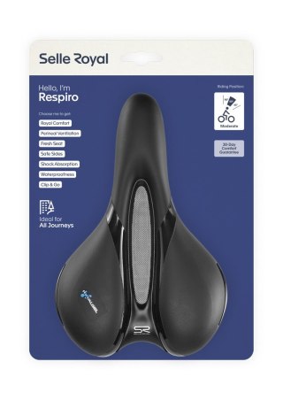 Siodło SELLEROYAL RESPIRO SOFT MODERATE 60st. żelowe + elastomery, kanał chłodzący, unisex 496g (NEW)