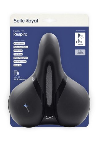 Siodło SELLEROYAL RESPIRO SOFT RELAXED 90st. żelowe + elastomery, kanał chłodzący, unisex 771g (NEW)