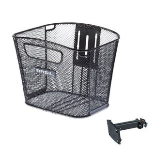Kosz przedni na kierownicę BASIL BOLD + FIXED MOUNTED STEMHOLDER nieodpinany stalowy czarny (NEW)