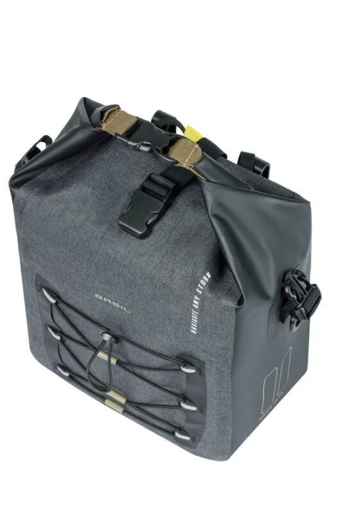 Sakwa pojedyncza BASIL NAVIGATOR STORM SINGLE PANNIER BAG M 12-15 L, Hook On System, wodoodporna, grey black (NEW)