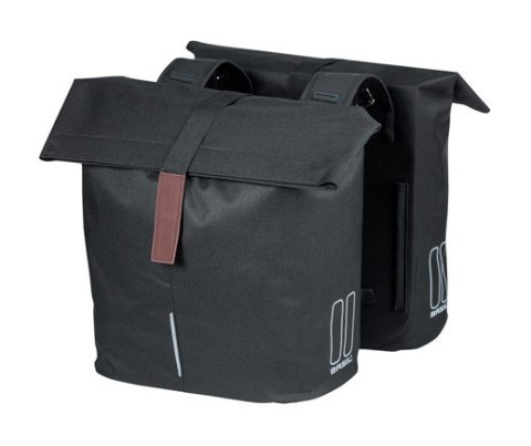 Sakwa miejska podwójna BASIL CITY DOUBLE PANNIER BAG 28-32L, Universal Bridge System, wodoodporna black (NEW)