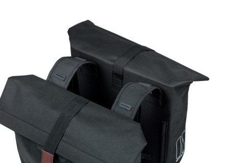 Sakwa miejska podwójna BASIL CITY DOUBLE PANNIER BAG 28-32L, Universal Bridge System, wodoodporna black (NEW)