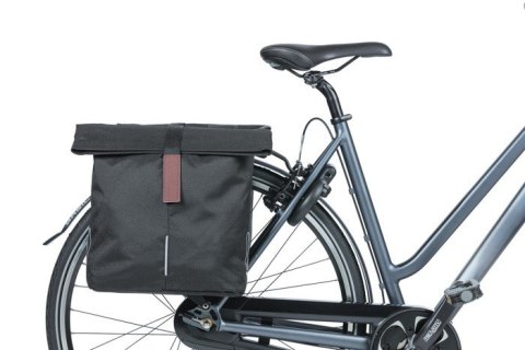 Sakwa miejska podwójna BASIL CITY DOUBLE PANNIER BAG 28-32L, Universal Bridge System, wodoodporna black (NEW)
