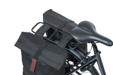 Sakwa miejska podwójna BASIL CITY DOUBLE PANNIER BAG 28-32L, Universal Bridge System, wodoodporna black (NEW)