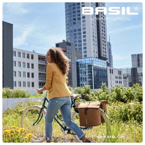 Sakwa miejska podwójna BASIL CITY DOUBLE PANNIER BAG 28-32L, Universal Bridge System, wodoodporna black (NEW)