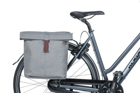 Sakwa miejska podwójna BASIL CITY DOUBLE PANNIER BAG 28-32L, Universal Bridge System, wodoodporna grey melee (NEW)