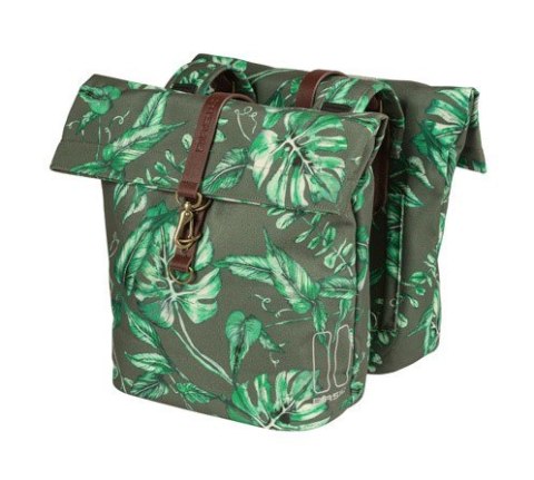 Sakwa miejska podwójna BASIL EVER-GREEN DOUBLE PANNIER BAG 28-32L, Universal Bridge System, wodoodporna thyme green (NEW)